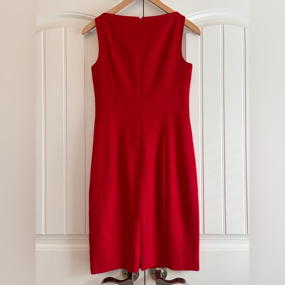 Akris Punto Red Wool Women's Sleeveless Dress Size US 4 Zipper Accent Career - Picture 7 of 16